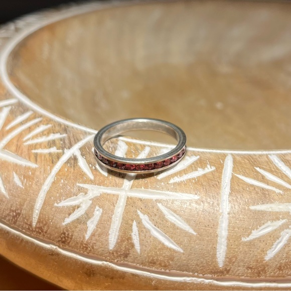 Pink CZ 925 Sterling Silver Stacker Ring - Picture 3 of 13